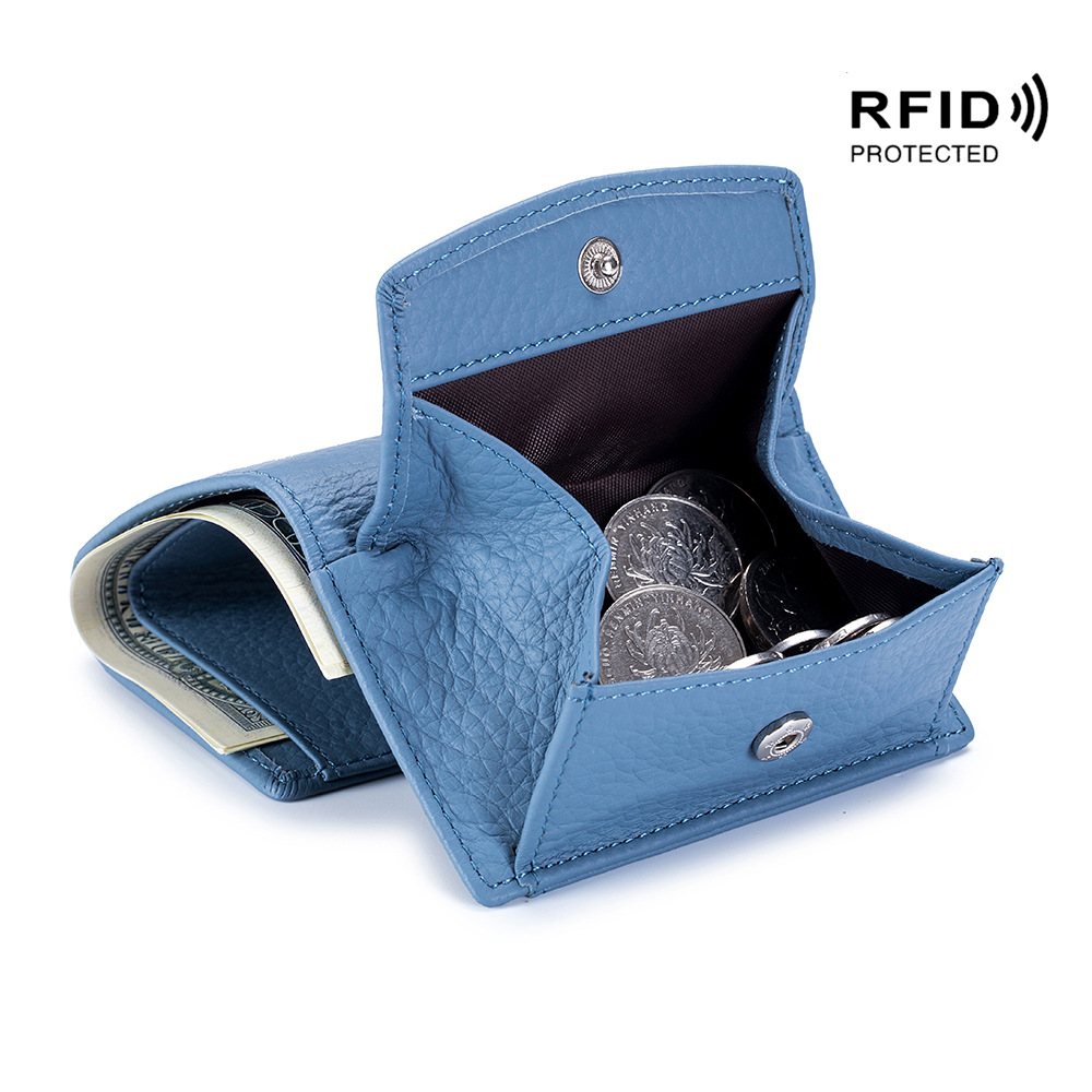 Small Wallet Women's Genuine Leather Japanese Style Wallet Rfid Coin Bag Wallet Foreign Trade Women's Mini Wallet Short Purse
