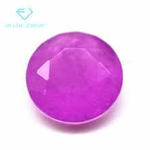 厂家直销 圆形紫罗兰红彩宝 人造K9水晶玻璃底部加纹絮仿天然彩宝