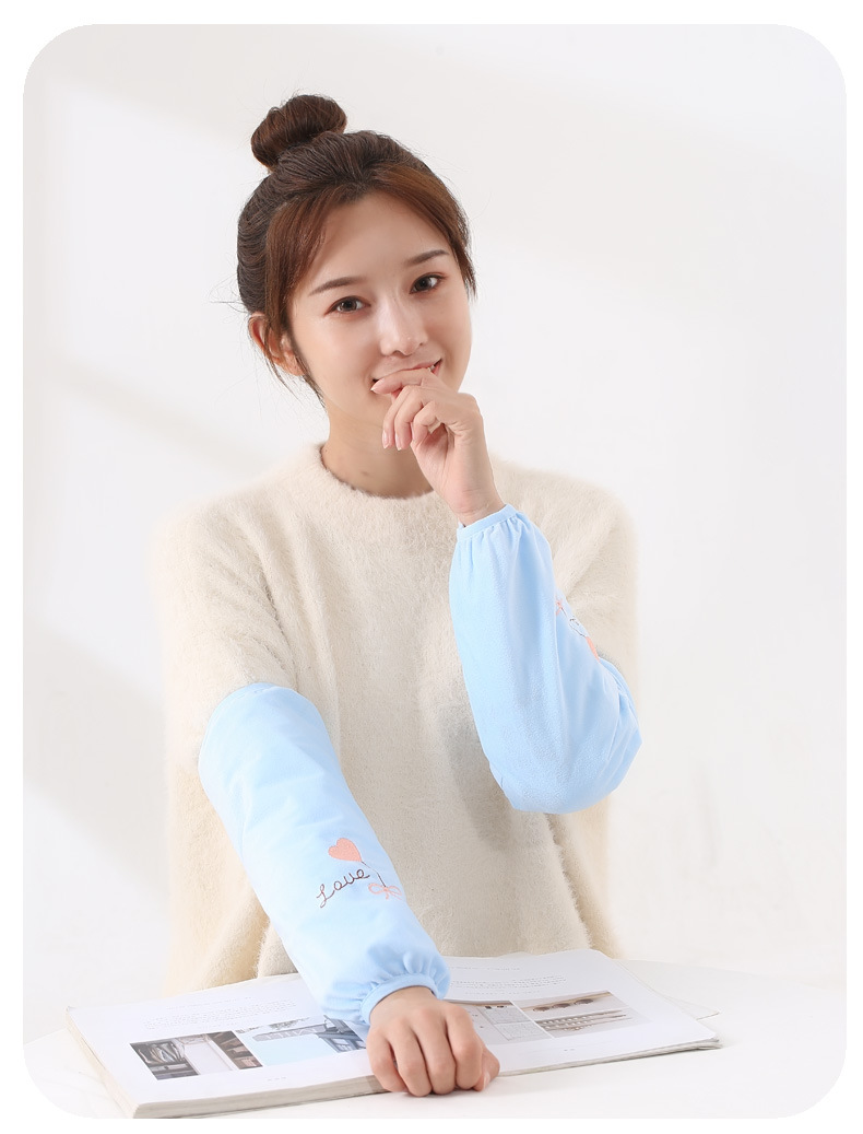 冬季韩版女士简约印花卡通时尚袖套学生日用防污保暖袖头成人套袖