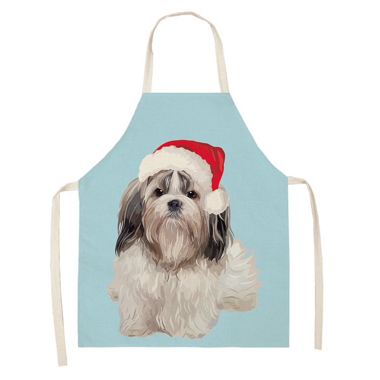 Korean Style Sleeveless Waterproof Oil-Resistant Apron Cute Dog Animal Cartoon Foreign Trade Linen Apron Adult Overclothes