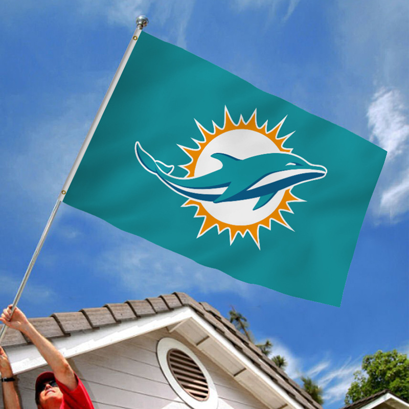 nfl旗子迈阿密海豚队150*90cm3*5ft球队飘旗卧室酒吧挂旗可