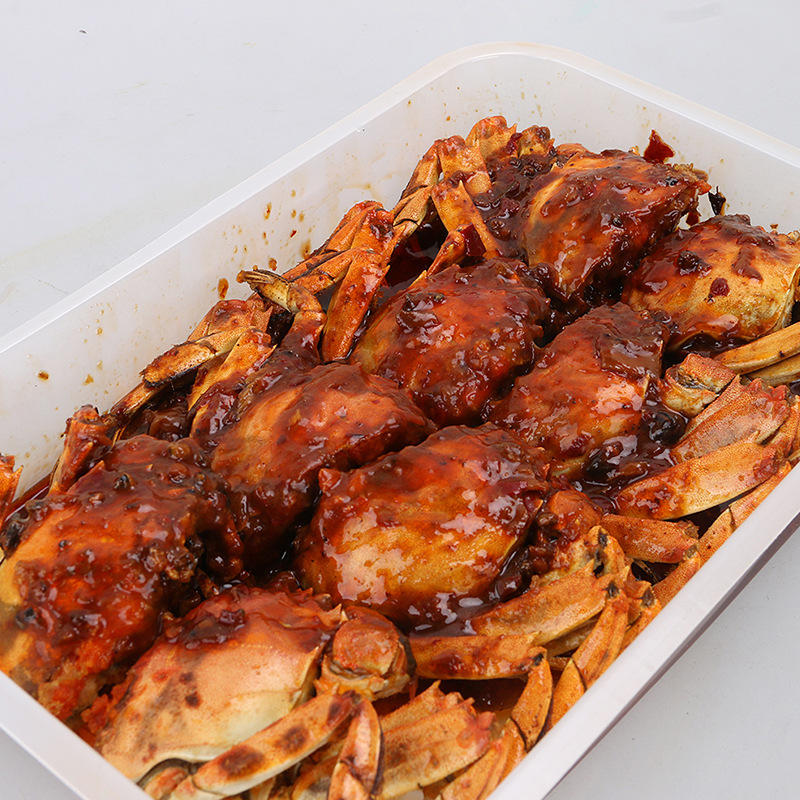 麻辣大闸蟹2两母蟹4只装对切蟹香辣蟹熟食加热即食盒装