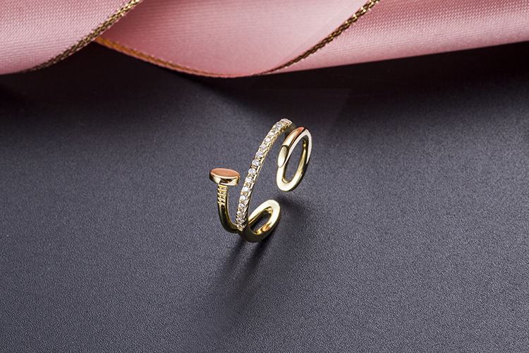 纯银s925黄金电镀t家开口螺丝钉女生戒指ins潮时尚食指个性小众