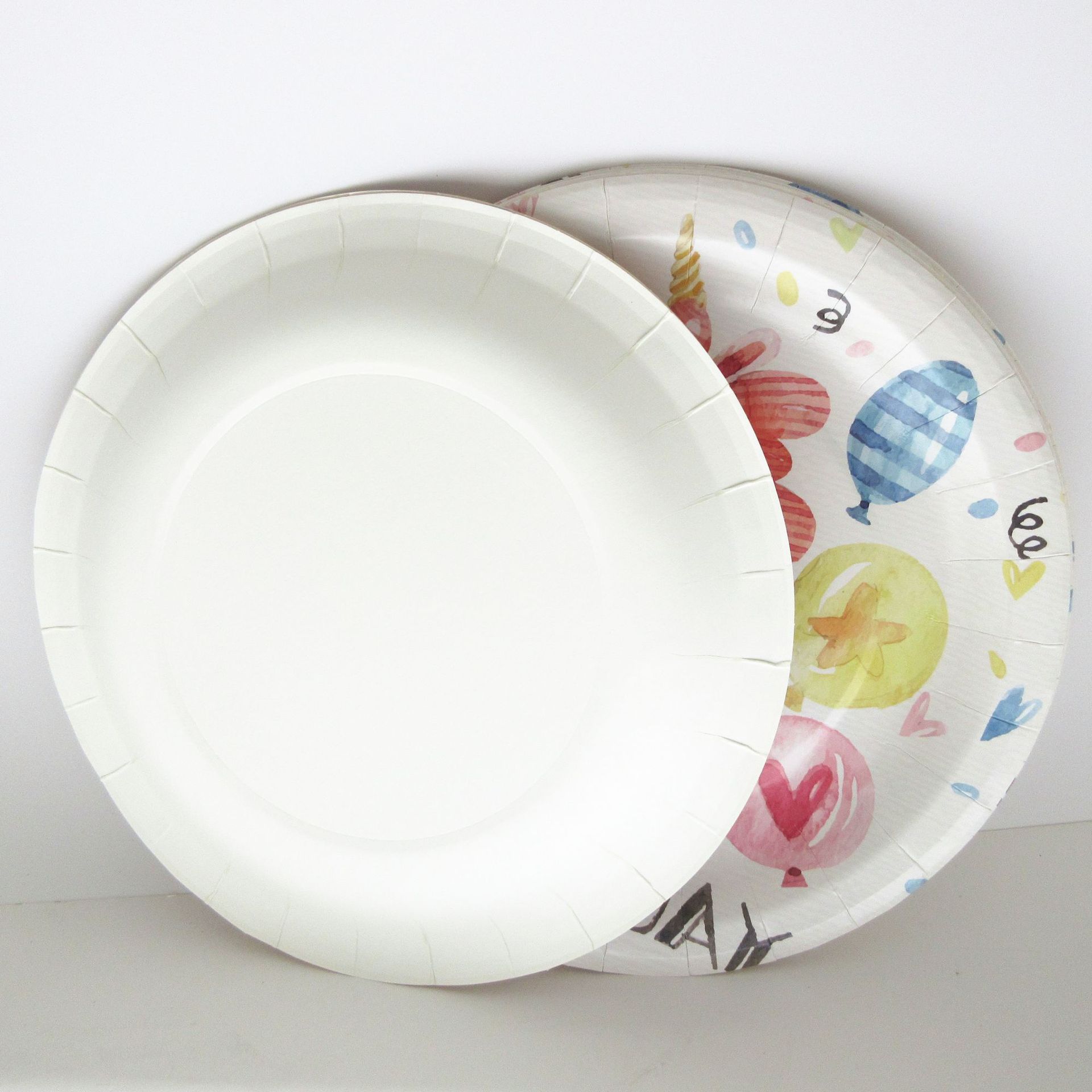 一次性环保纸盘 十寸圆形彩色印刷餐盘 生日派对用品 定制logo