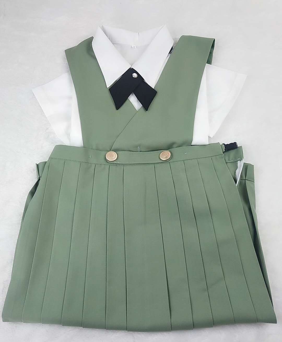 【护奶裙】现货基础款tr料浅绿色女士中裙前箱折交叠无袖连衣裙