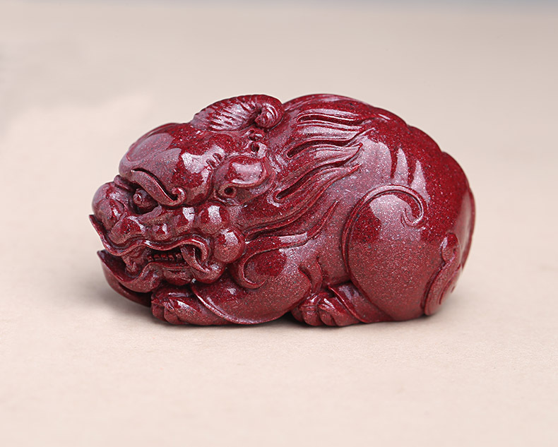 一件代发天然原矿朱砂大貔貅吊坠摆件紫金砂手把件diy饰品配件