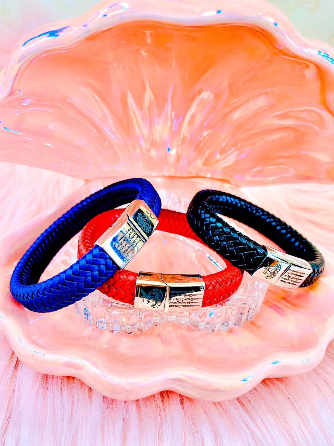 泰国原庙 阿赞力矿神牛莲花五条经文手镯 招财转运人缘手链