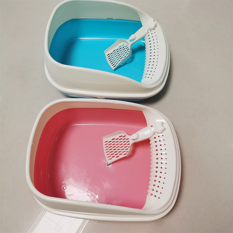 Manufacturers Supply Pet Litter Box Semi-Enclosed Detachable Cat Poop Basin Cat Toilet to Send Cat Litter Scoop