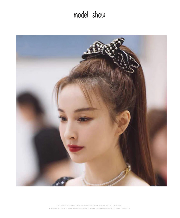 吴昕同款珍珠大蝴蝶结夹子头饰发夹女网红顶夹韩国发卡水钻bb夹