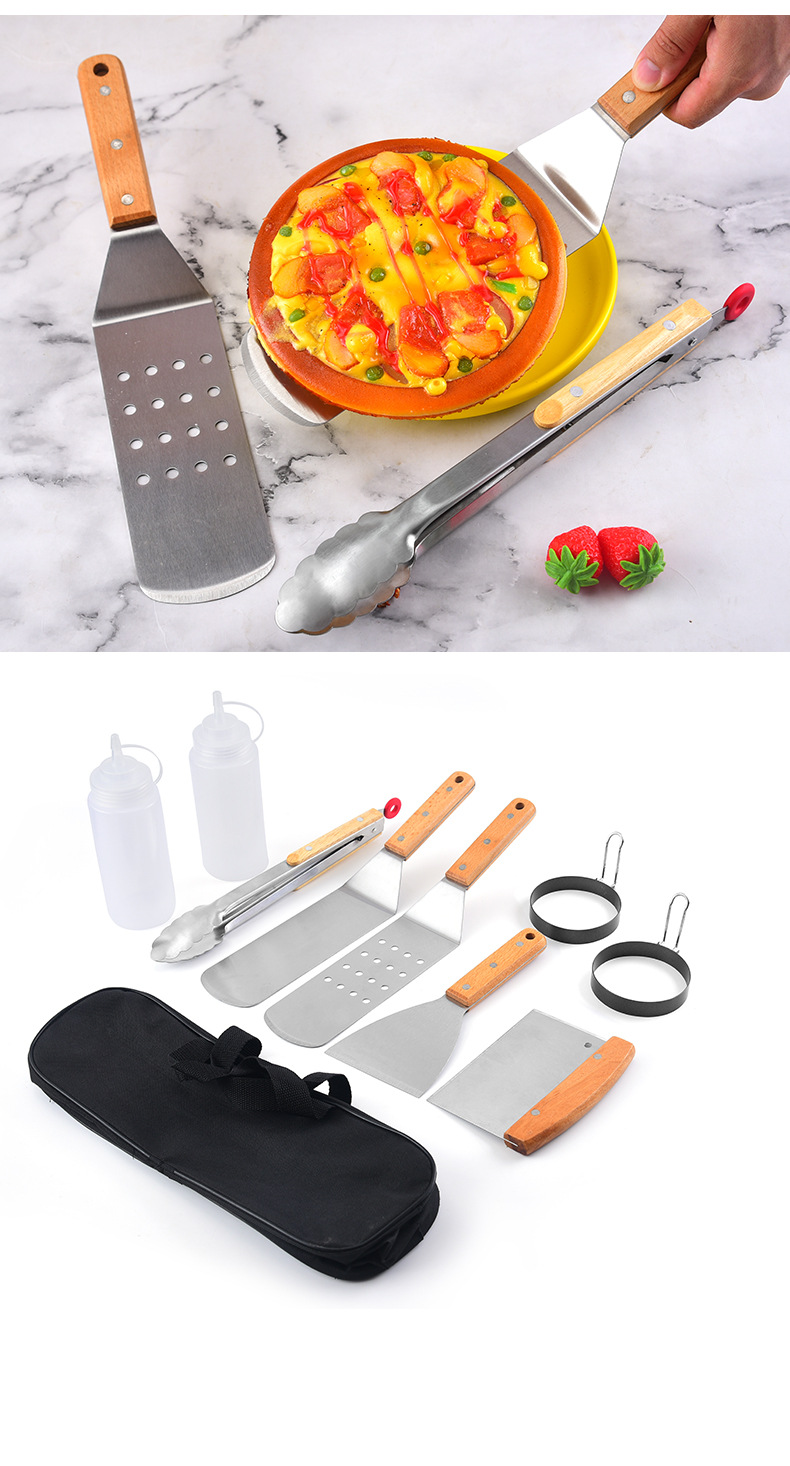 不锈钢铁板烧烤套装食物夹烧烤工具套装煎蛋器酱油瓶厨房工具