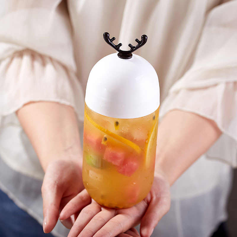 批发胶囊奶茶杯一次性网红胖胖塑料饮料杯加厚塑料瓶500ml定制