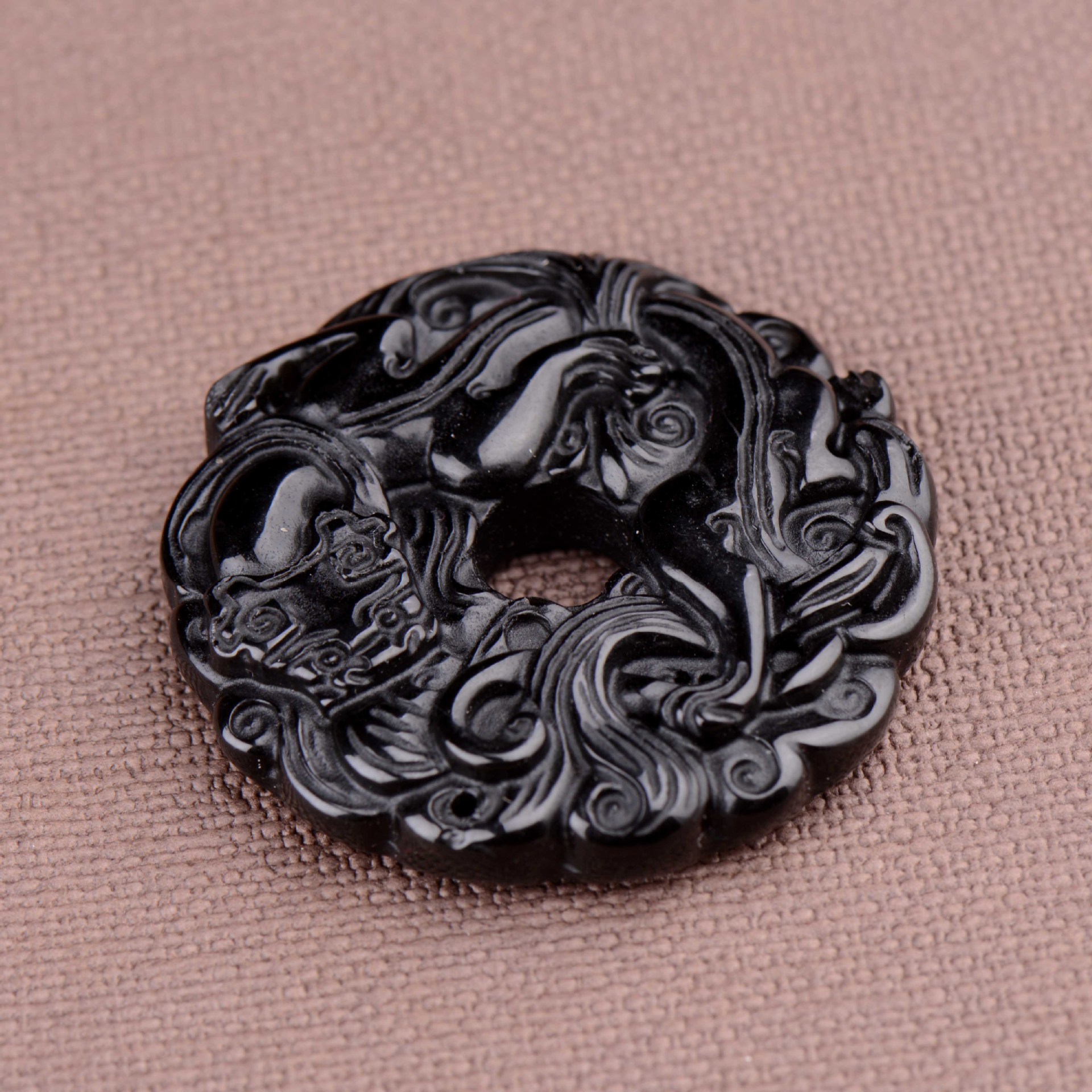 黑曜石吉祥如意观音佛吊坠黑色貔貅平安扣挂件玉石玉器会销礼品