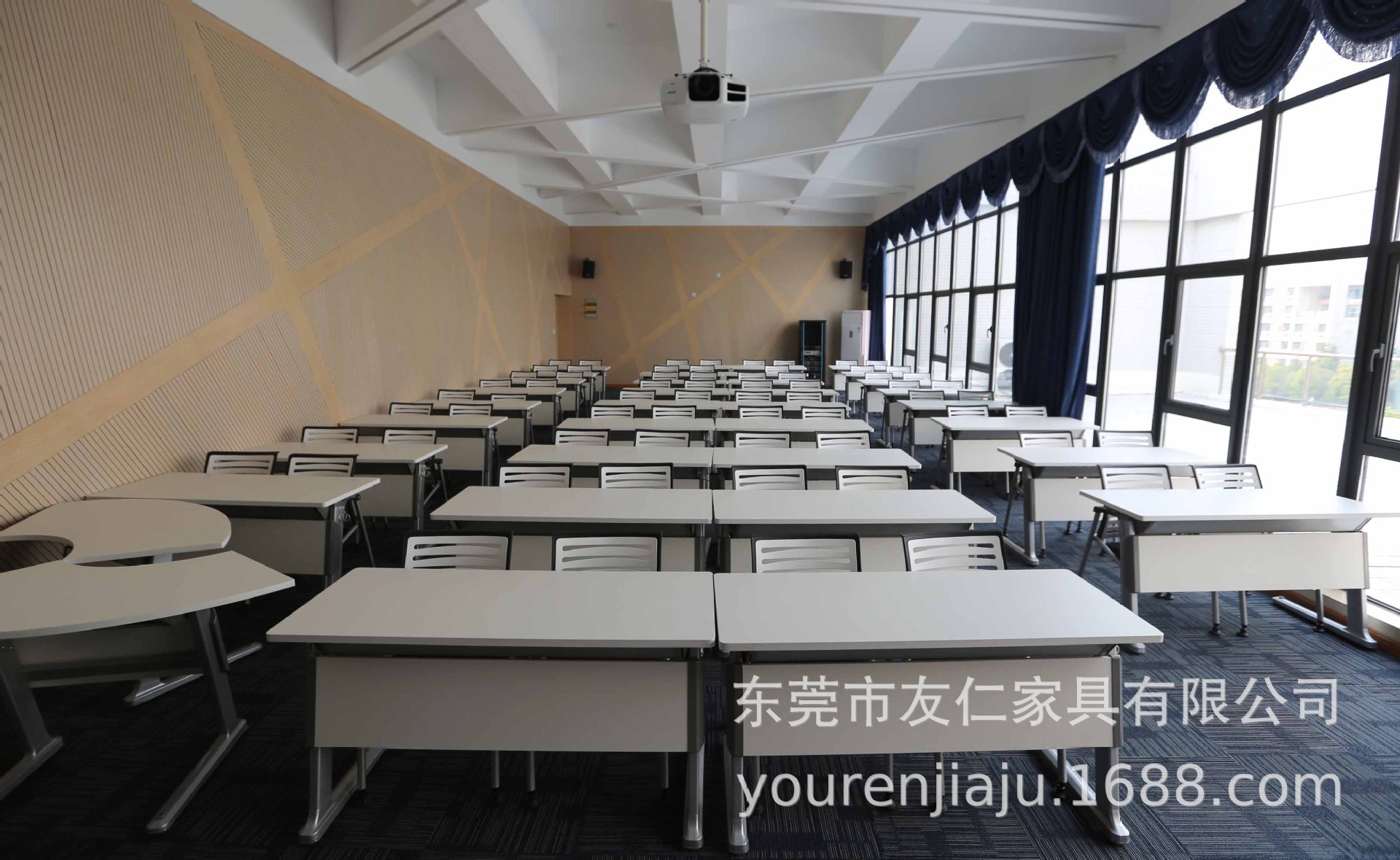 高档铝合金脚学生培训桌大学用高校铝合金课桌智慧教室折叠桌