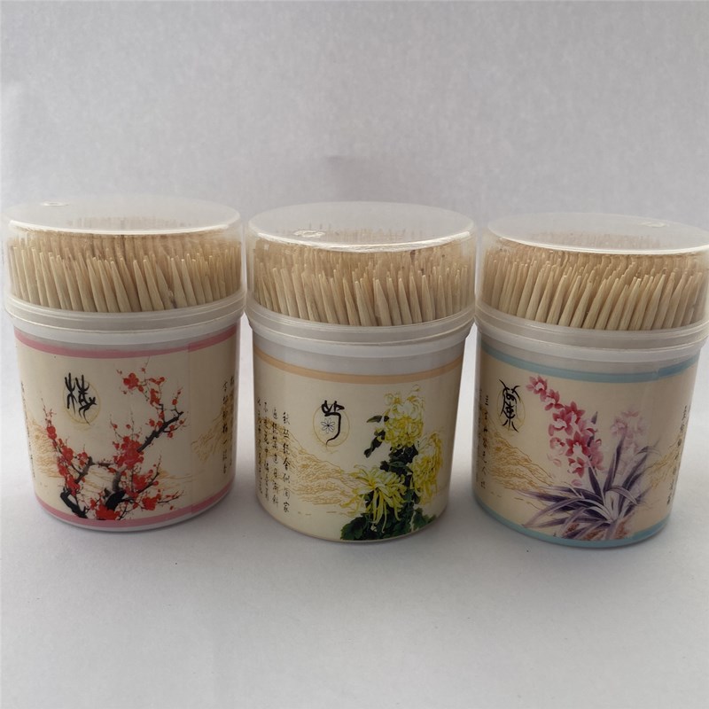 Toothpick High Quality Bottled Bamboo Toothpick C round Peony Bottle Disposable Toothpick Factory Direct Sales Can Be Negotiated