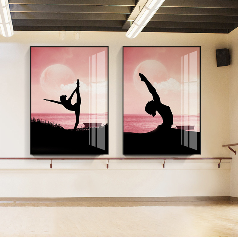美容院唯美艺术装饰画瑜伽馆背景墙美女形体壁画北欧粉色温馨挂画