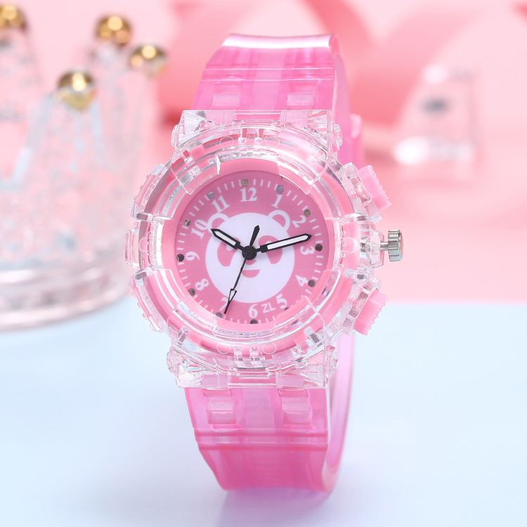 Factory Direct Sales Colorful Light LED Watch Creative Taiwan Take-out Package Panda Image Boys and Girls Quartz Watch