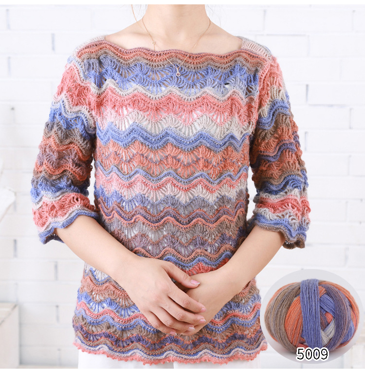 魔球长段染彩虹线防缩澳毛手编贵妇人披肩线材500米100克