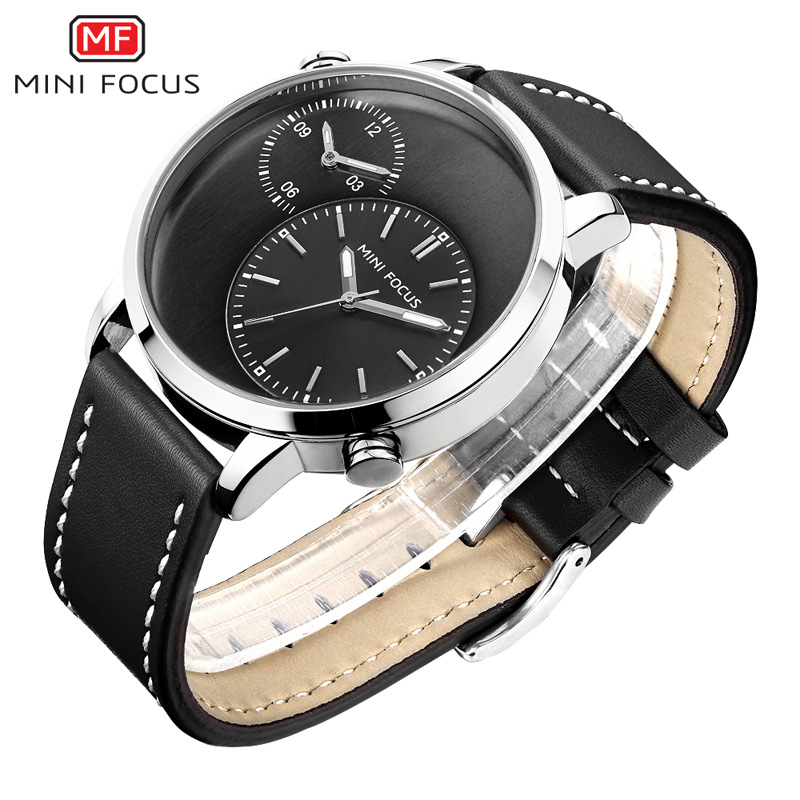 mini focus福克斯男表石英表休闲热销手表双时区皮表带mf0035g