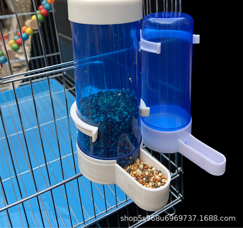 鸟用自动饮水器喂食器蓝色喂鸟器下水器鸟用具鸟笼配件量大优惠