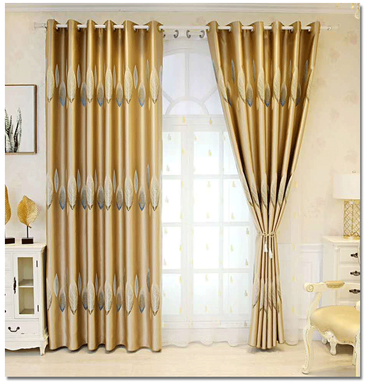 新款蚕丝锦缎全遮光窗帘客厅卧室阳台遮光窗帘布 可定制成品窗帘