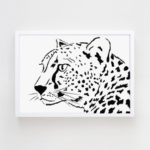 ins动物线条黑白抽象色块豹子动物装饰画桌摆拍照装饰画芯批发