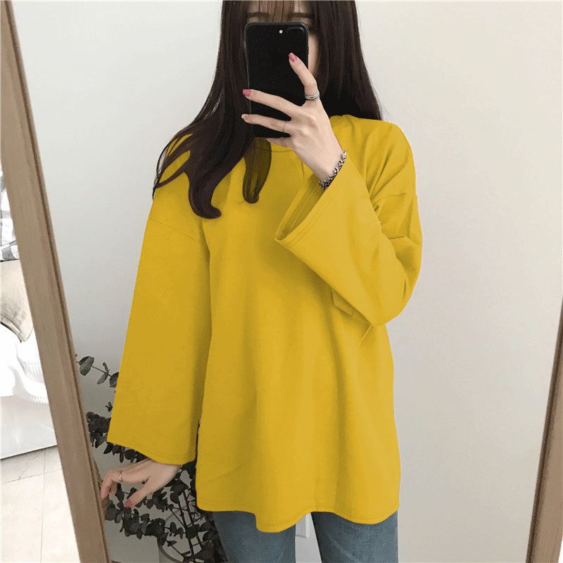 Autumn 2021 New Loose Korean Style Outer Wear Ins Fashionable Top Bottoming Shirt Inner Wear Long Sleeve T-shirt for Women Wholesale