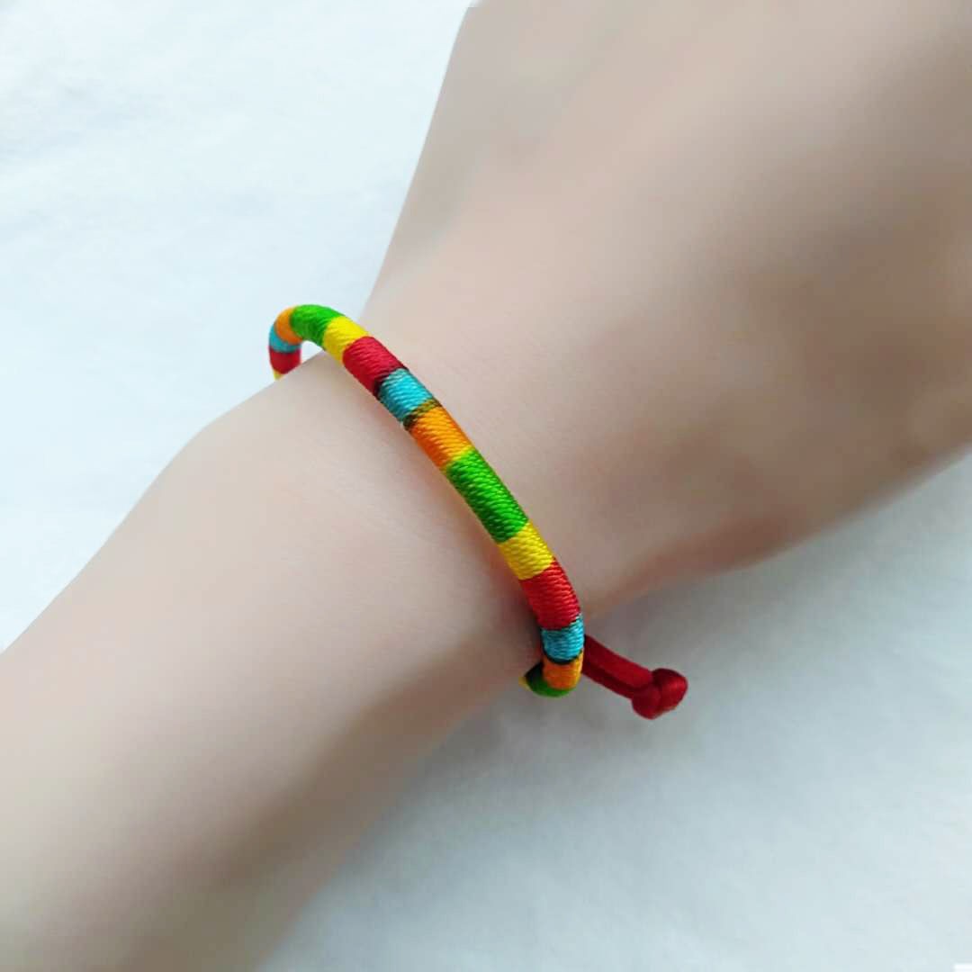 端午节五彩绳手链小红绳手工编织情侣宝宝儿童婴儿手链脚链