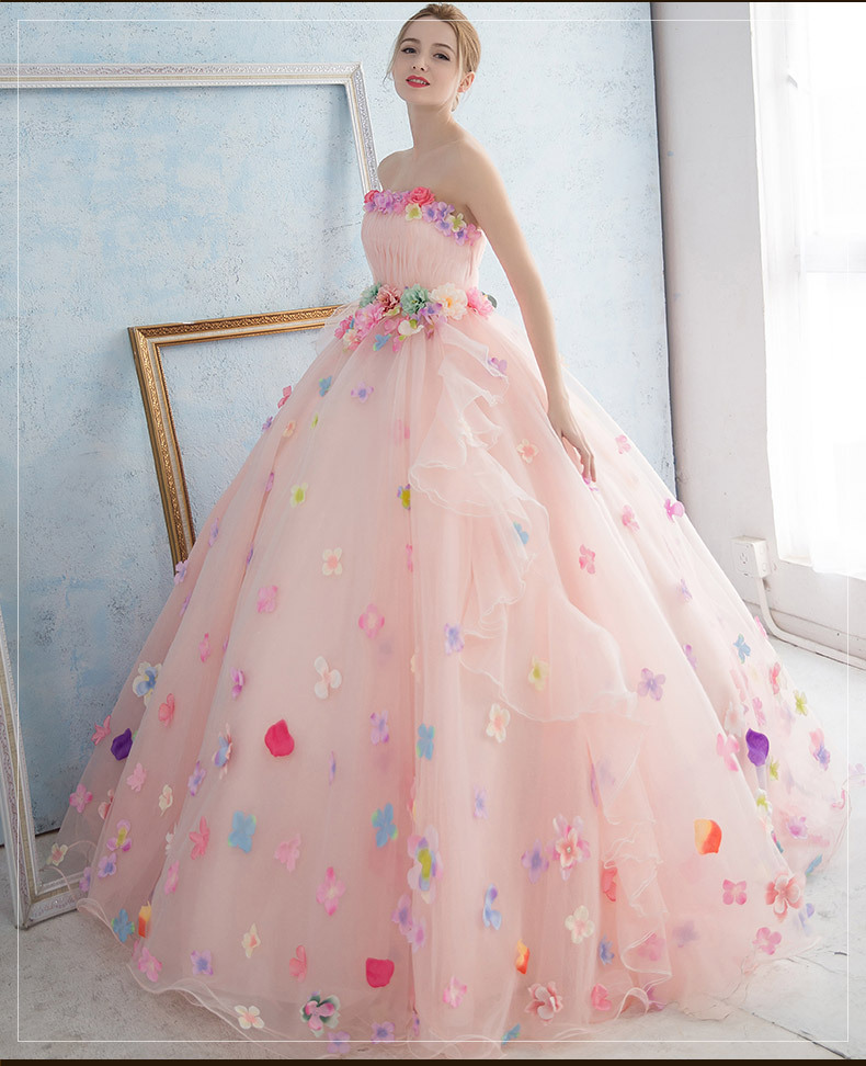 2021新款结婚韩版新娘孕妇彩色婚纱礼服长款主持人蓬蓬裙晚礼服女