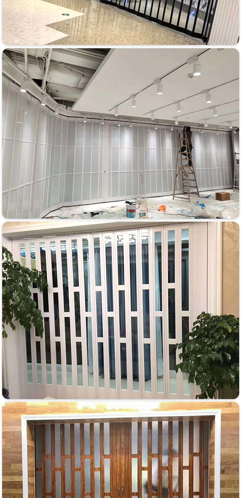 厂家直销pvc透明商场折叠门铝合金水晶弧形侧拉推拉折叠卷帘门