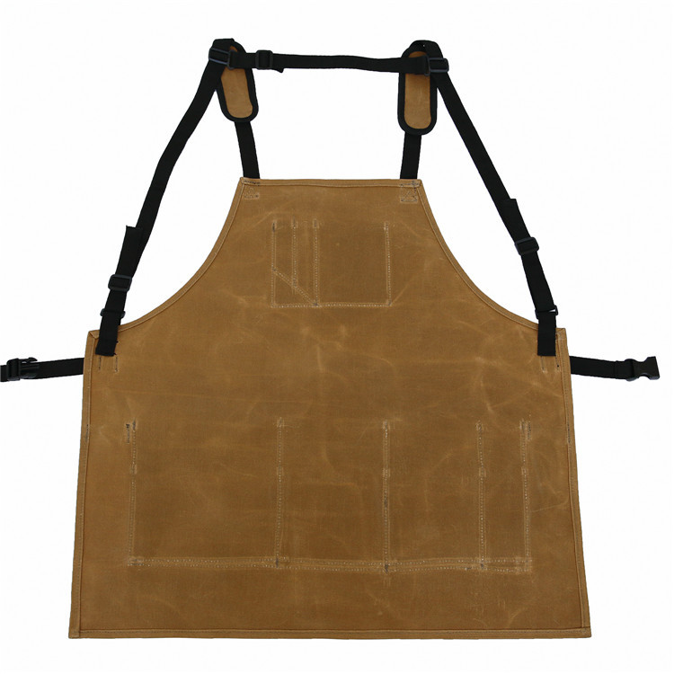 跨境 一件代发 waxed湿蜡防水防油耐磨加厚帆布园林木匠工具围裙
