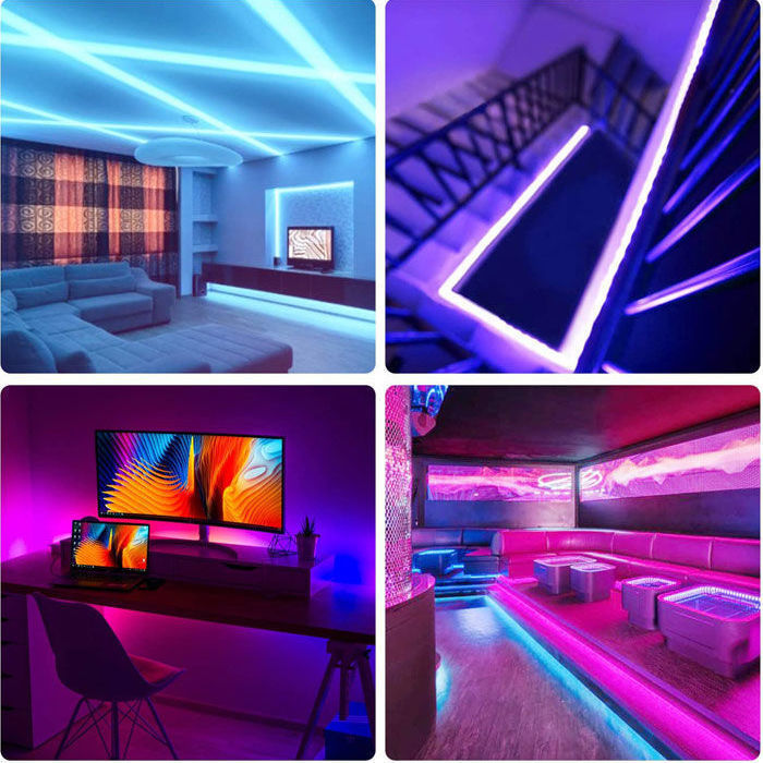 炫彩声控音乐节奏跑马灯12v地摊夜市装饰led七彩软灯带 氛围灯条