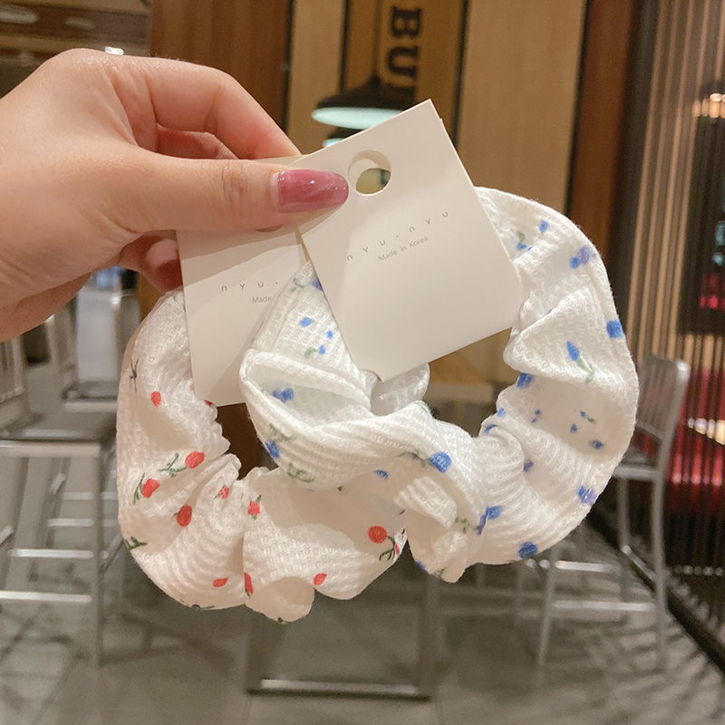 碎花大肠发圈白色布艺小花bm同款发绳韩版网红绑头皮筋丸子头发饰