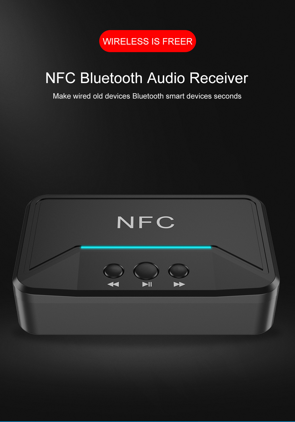 厂家直销nfc蓝牙接收器 3.5mm蓝牙音频接收器 老式音箱转无线蓝牙-阿