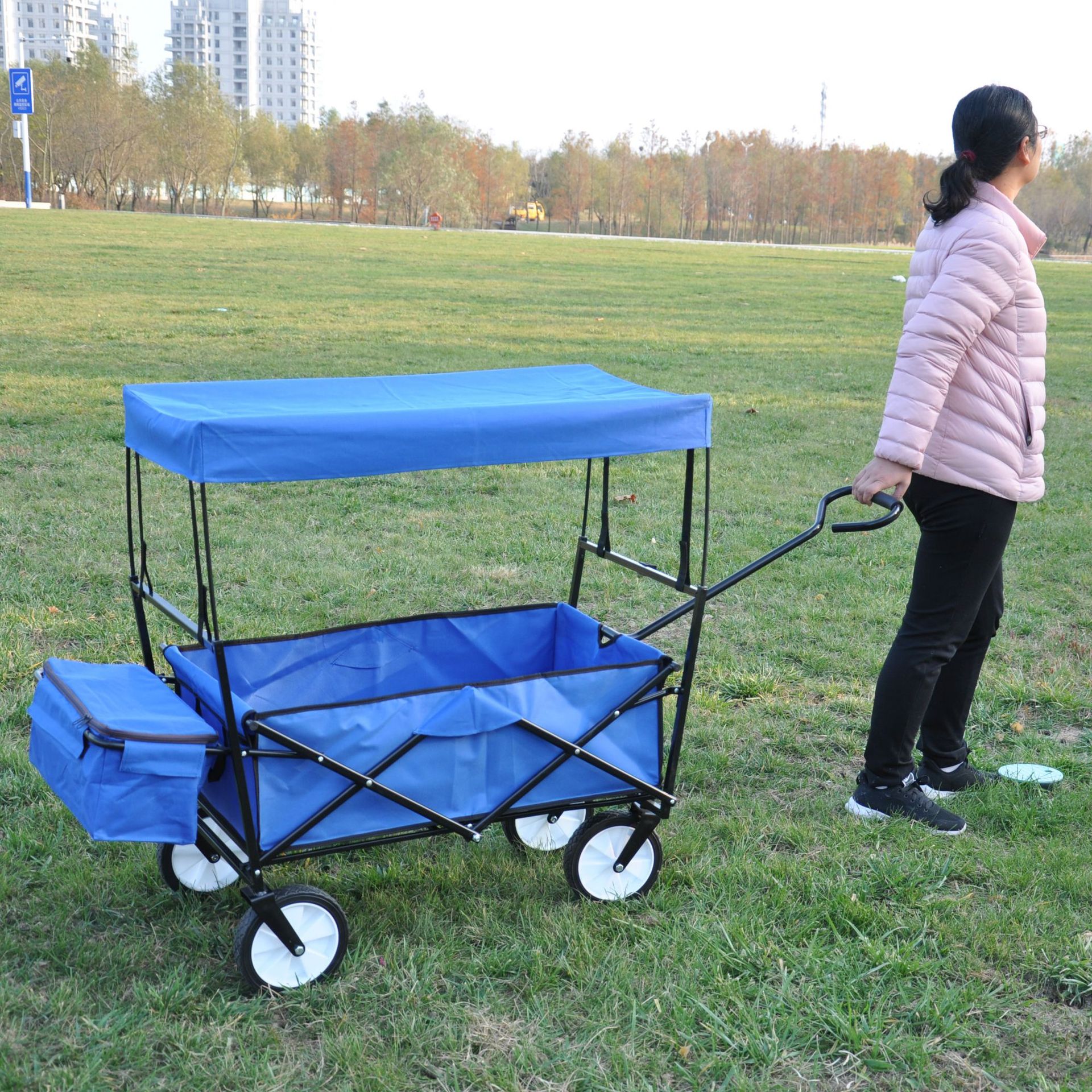 沙滩园林工具车超市便携购物折叠带孩拼版手推户外野营拖车