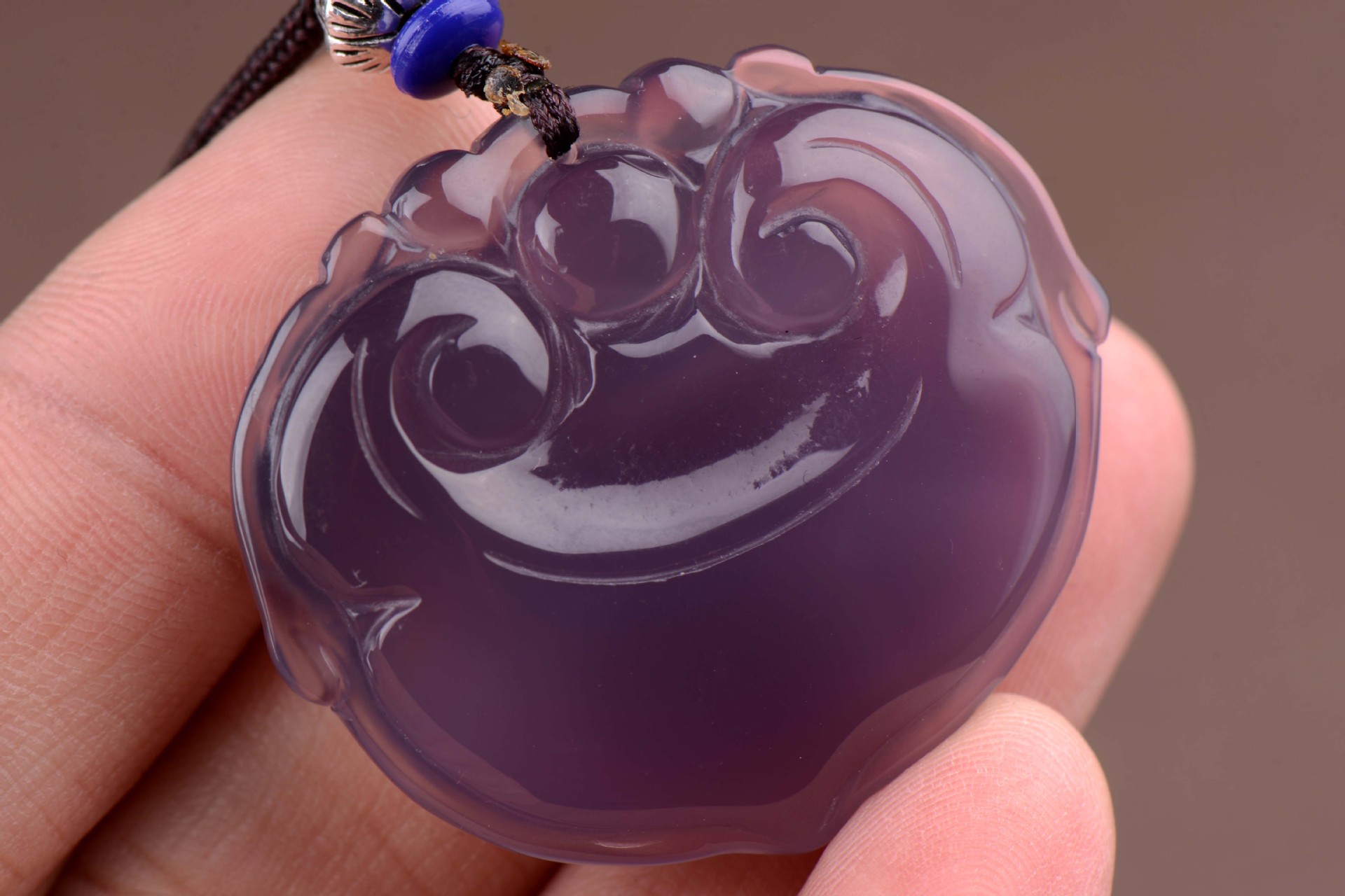 帝王紫玉髓如意锁吊坠紫玉髓玛瑙项坠玉石玉器挂件玉坠礼品