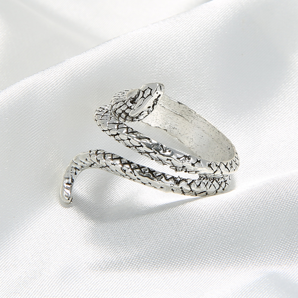 速卖通个性银色蛇眼睛戒指王蛇指环大小尺寸情侣款戒子霸气动物手