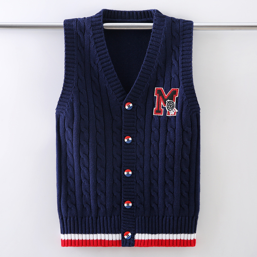 儿童毛衣男童针织背心春秋款男孩中大童女童宝宝秋冬纯棉毛线马甲