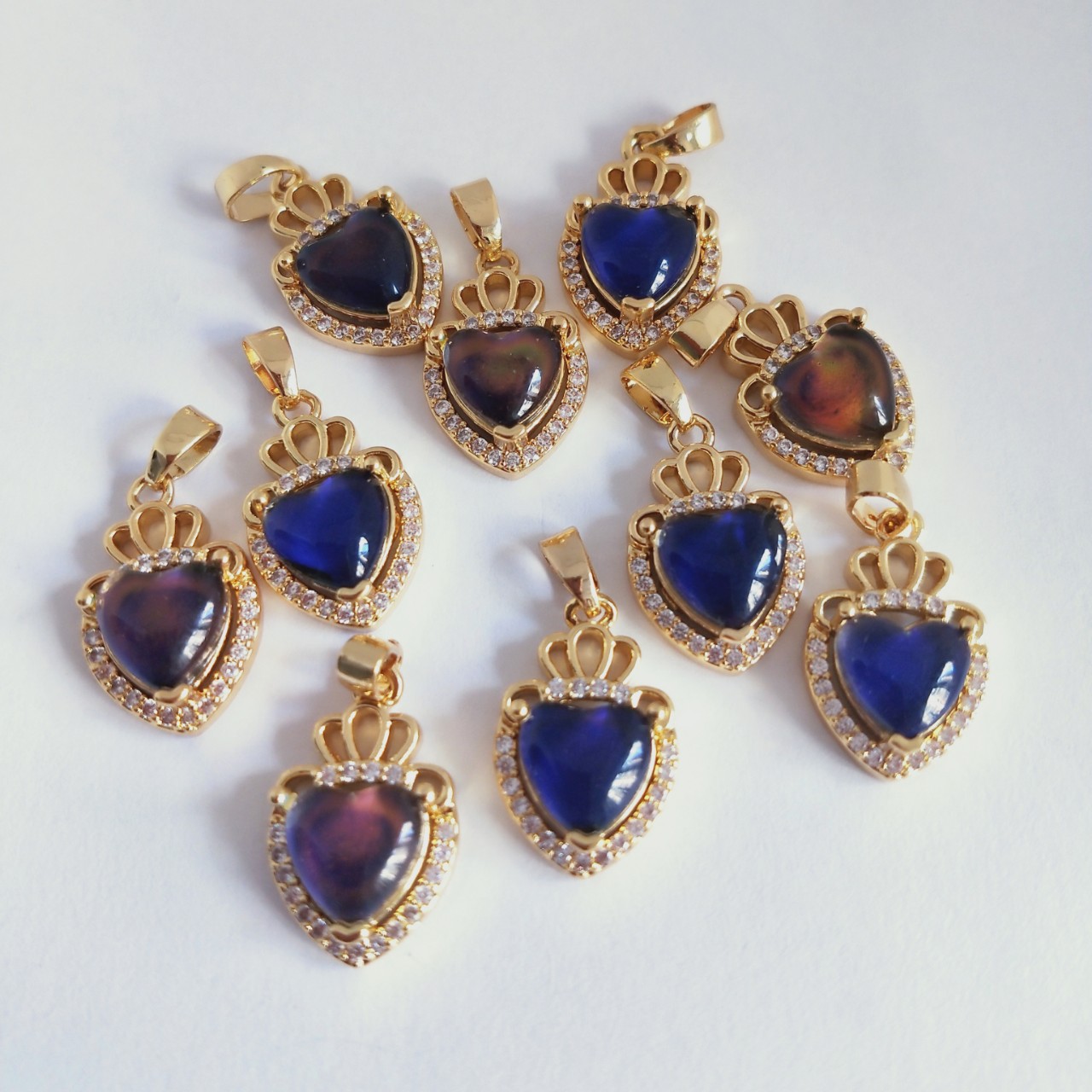 网络爆款 感温石心形吊坠随着温度变 不同颜色项链配件吊坠材料