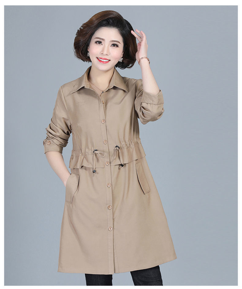 大码女装200斤风衣女秋款女装新款中年妈妈中长款外套女潮ins秋季
