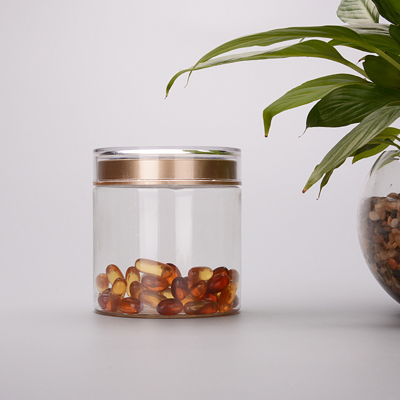300ml400ml700ml维生素胶囊药罐 pet塑料包装罐配亚克力双层盖