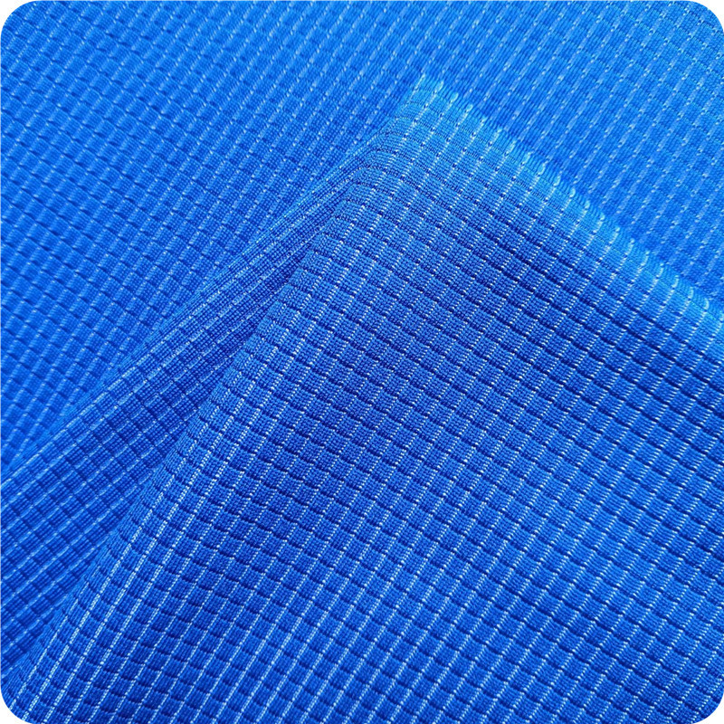 抗勾丝薄款单向导湿功能性户外运动极限运动面料丙纶针织方格布