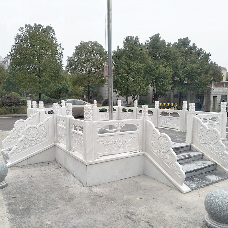 汉白玉升旗台围栏广场学校大理石单位国旗台汉白玉石栏杆旗台定制