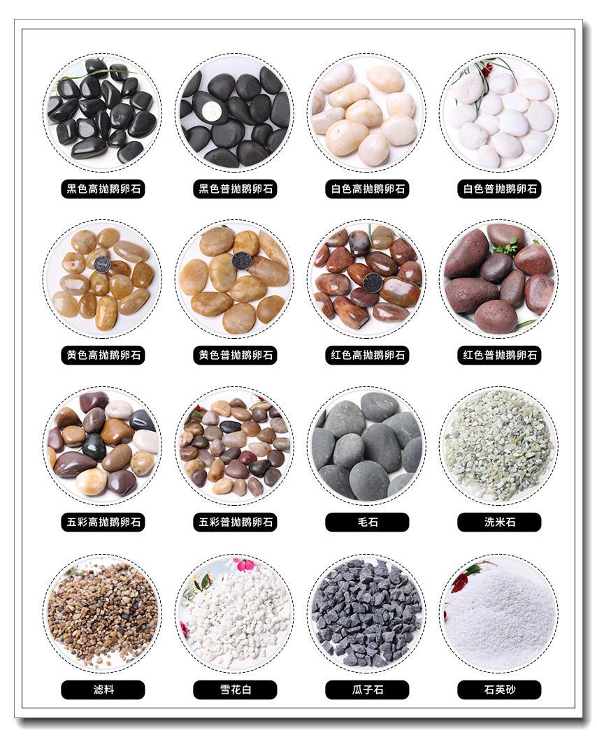 【月销万吨】高抛精品黑色鹅卵石 园林造景铺地用黑色高抛雨花石