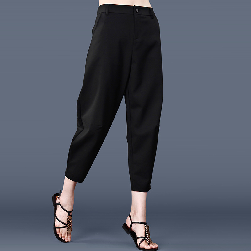 萝卜裤女春夏高腰显瘦女裤宽松九分哈伦裤大码裤子胖mm小脚休闲裤