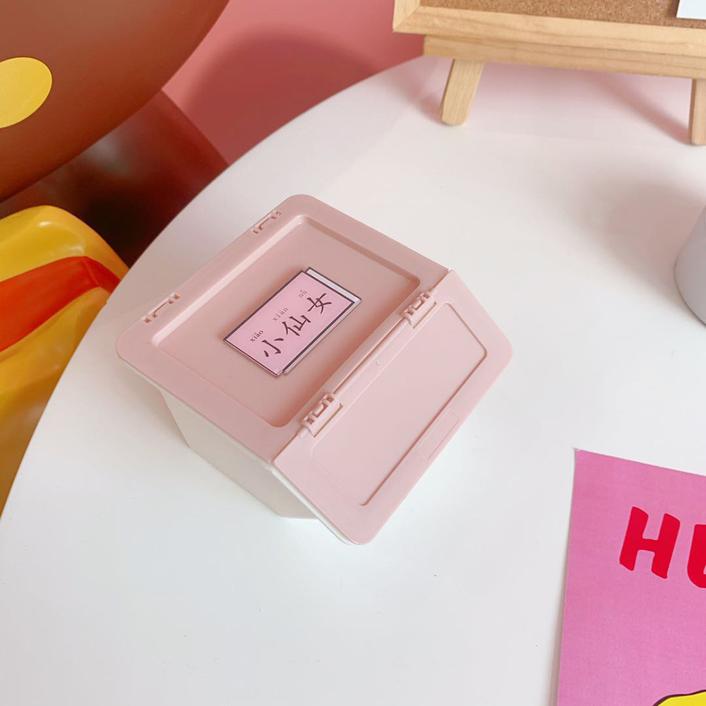 Japan and South Korea Cute Girl Heart Student Desktop Japanese Mini Storage Box Storage Organization Storage Box Pink Storage Bucket