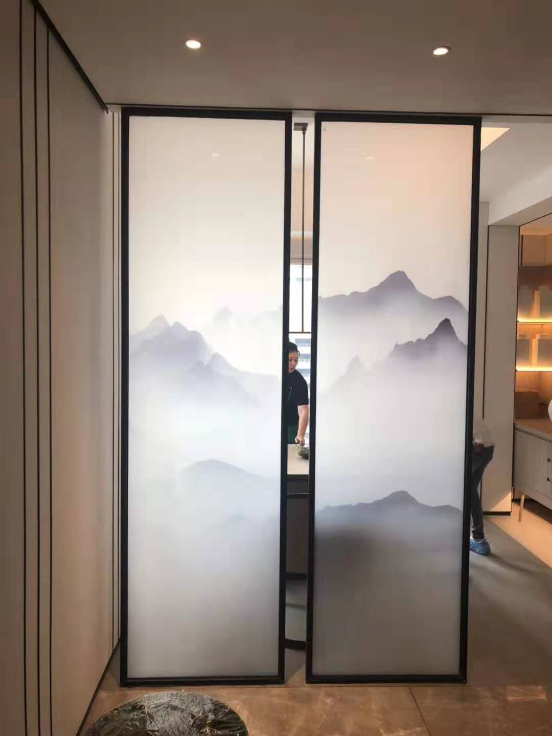 夹丝夹胶玻璃 艺术山水画玻璃 拼镜智能镜渐变玻璃玉砂厂家直供