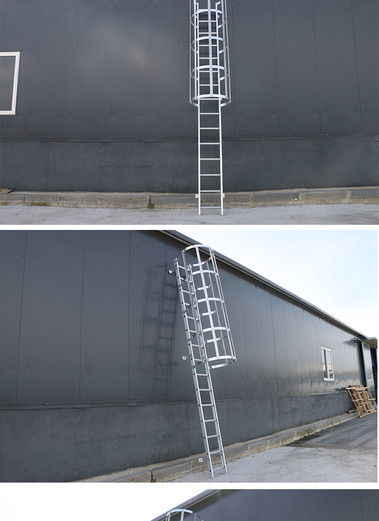 创铭牌铝合金检修梯爬梯护笼安全梯直梯带围栏爬梯