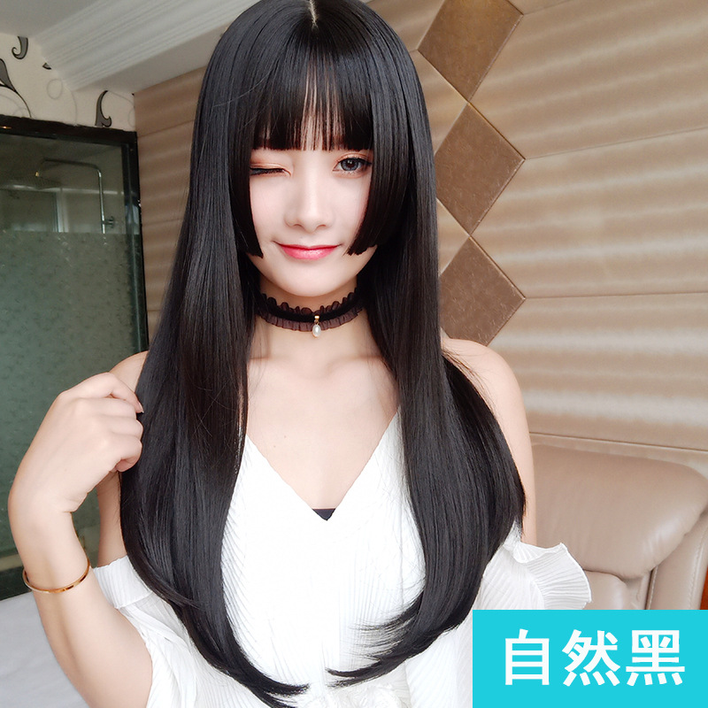 假发女长直发空气刘海姫カット姬发式发型网红长发气质修脸假发套