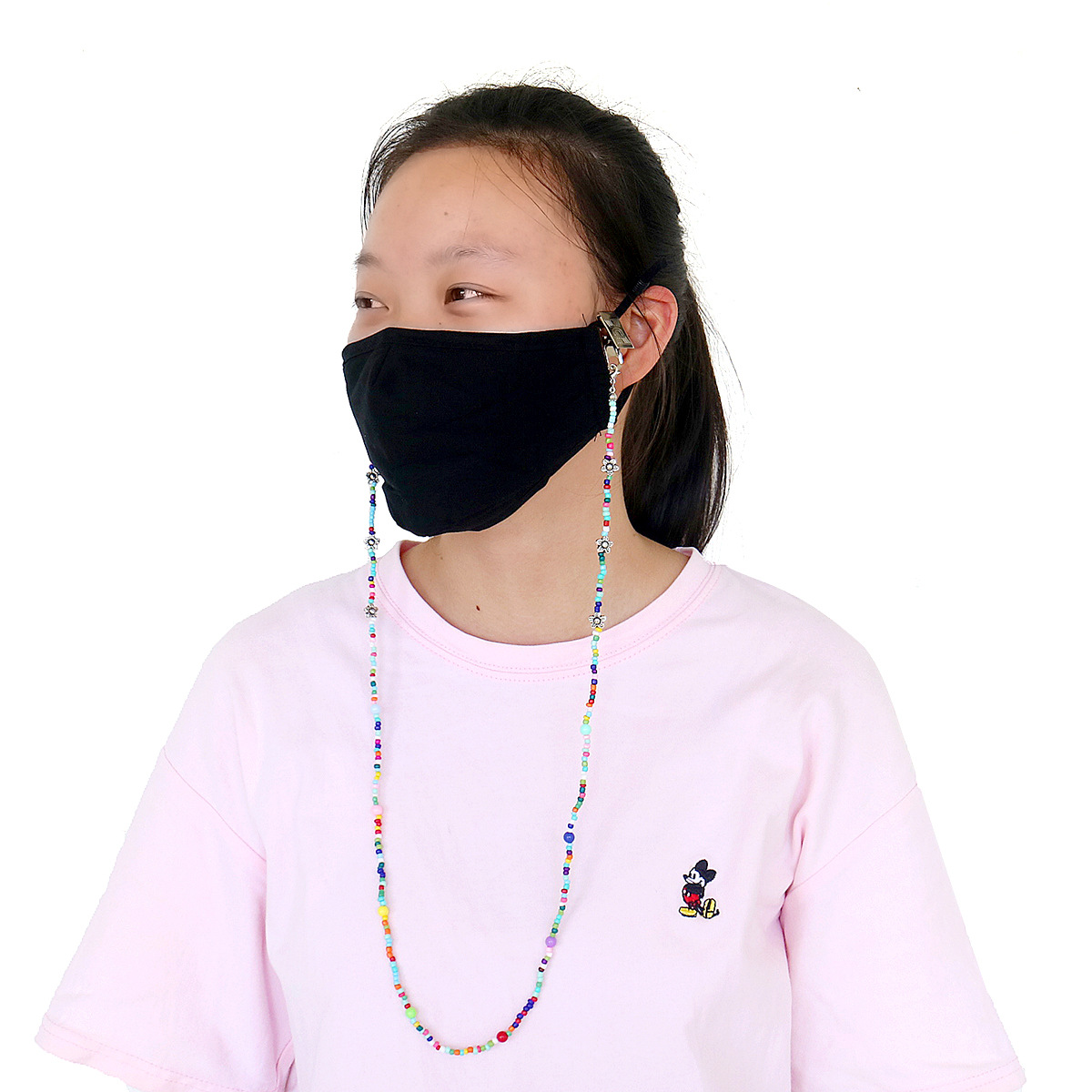 蓝粉水晶 手工穿珠小星星 口罩挂绳挂饰 口罩链