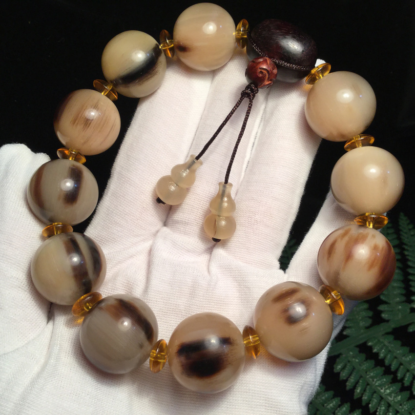 天然西藏耗牛角手串花牛角手链民族风男女情侣佛珠手串批发